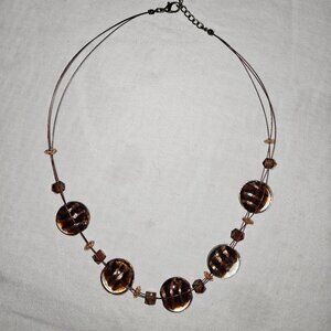 Brown and Gold Bead Necklace